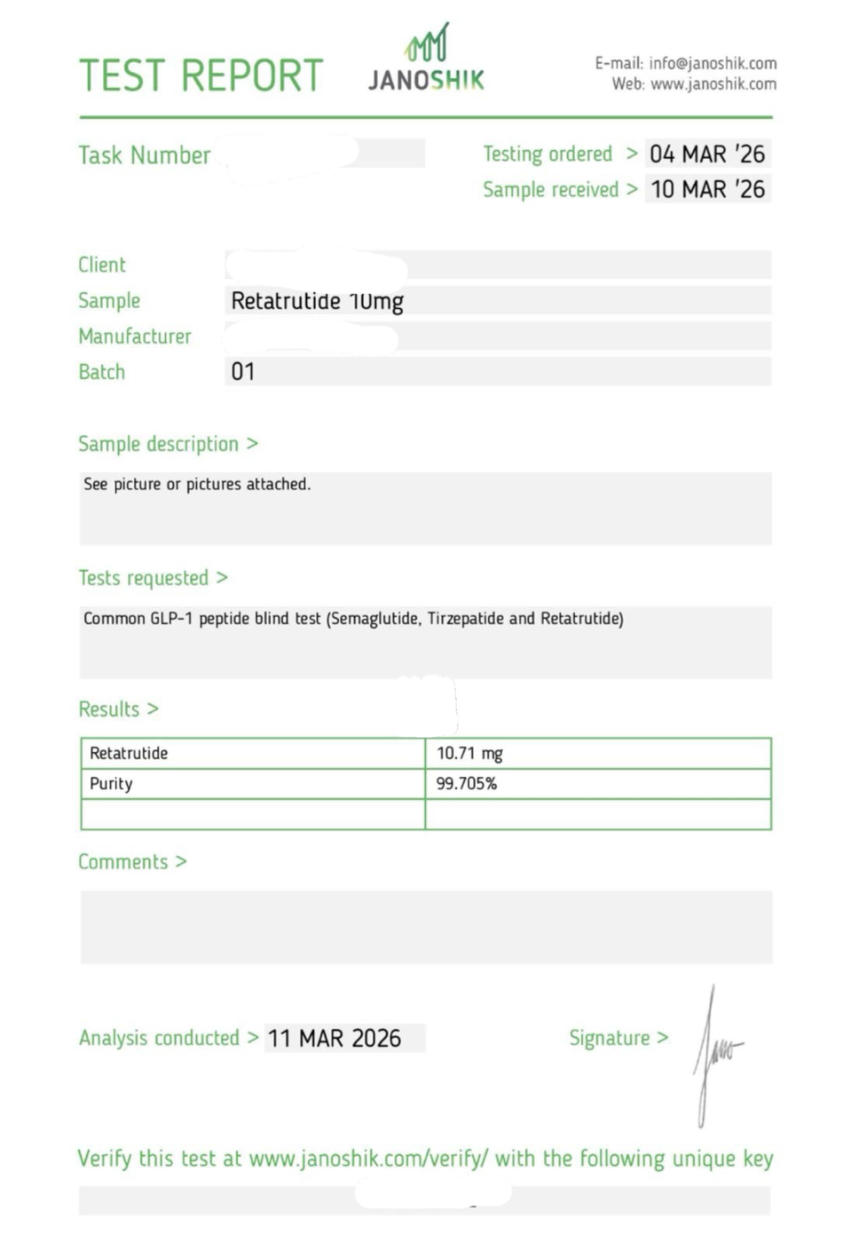 Retatrutide 3-Pack third-party Certificate of Analysis