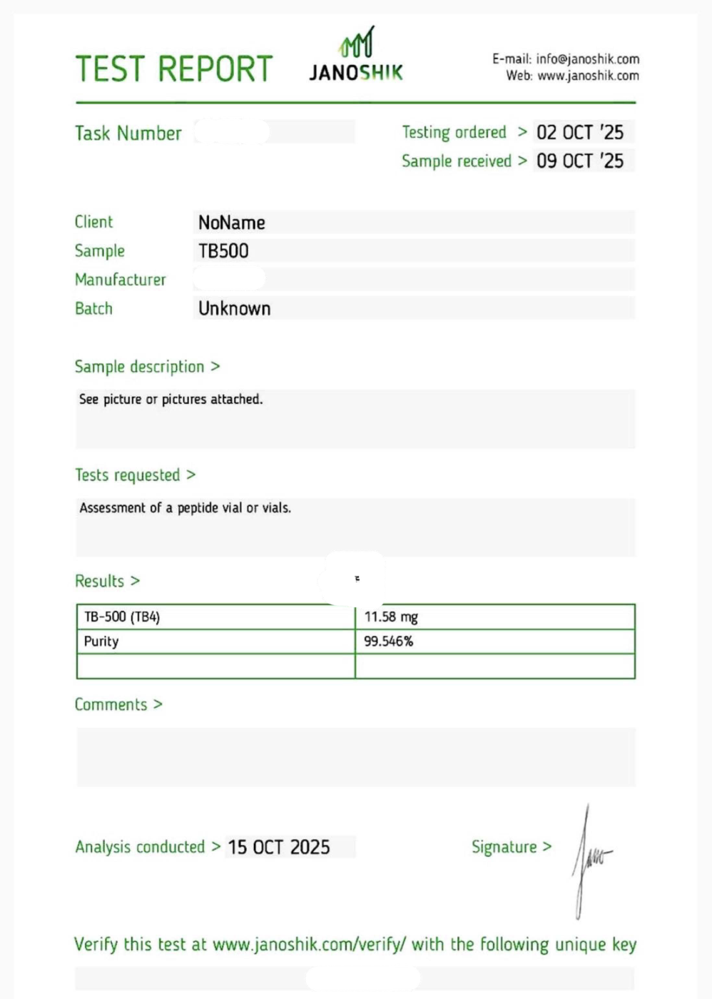 TB-500 3-Pack third-party Certificate of Analysis